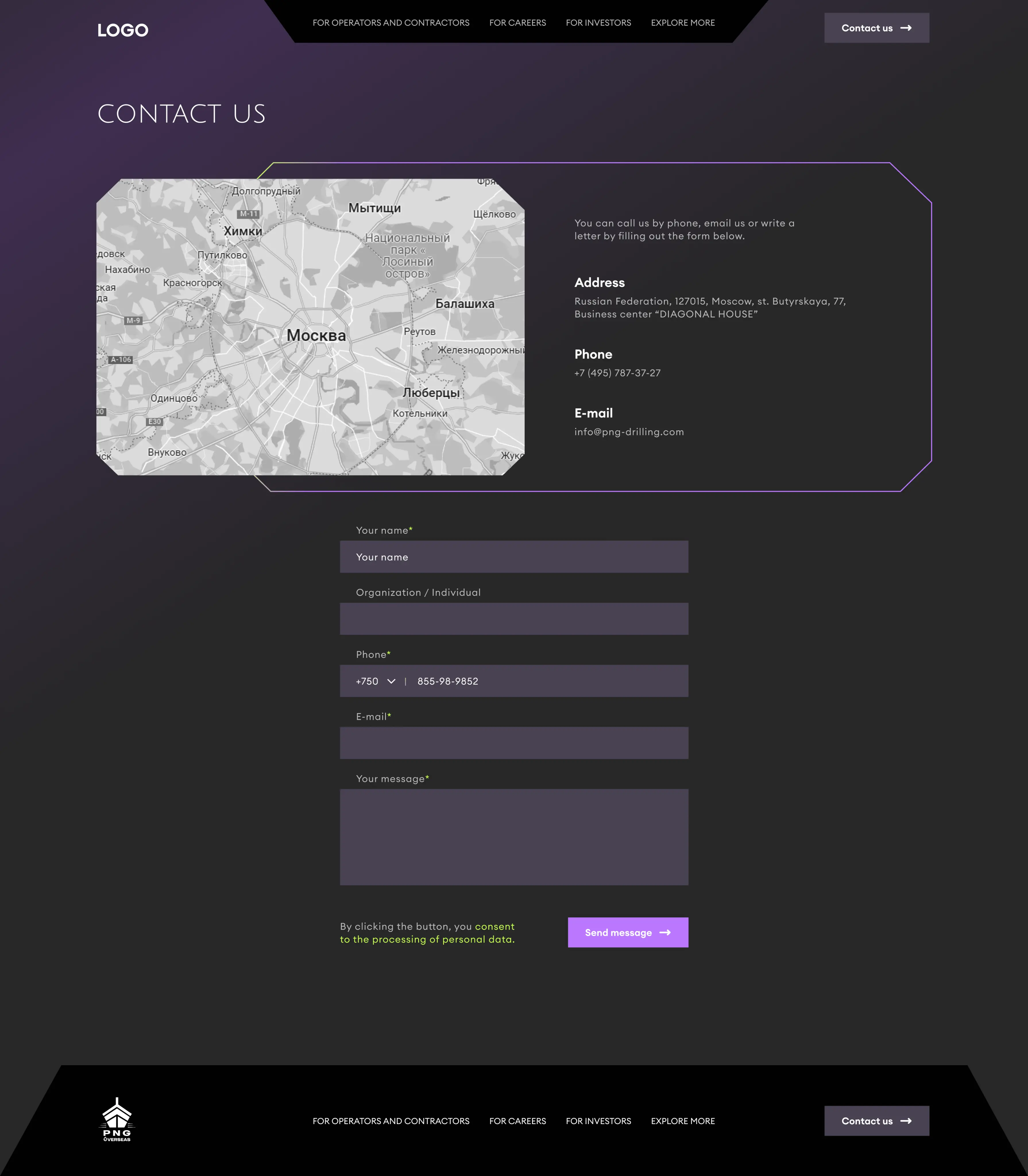 PNG-Overseas contact page desktop screenshot